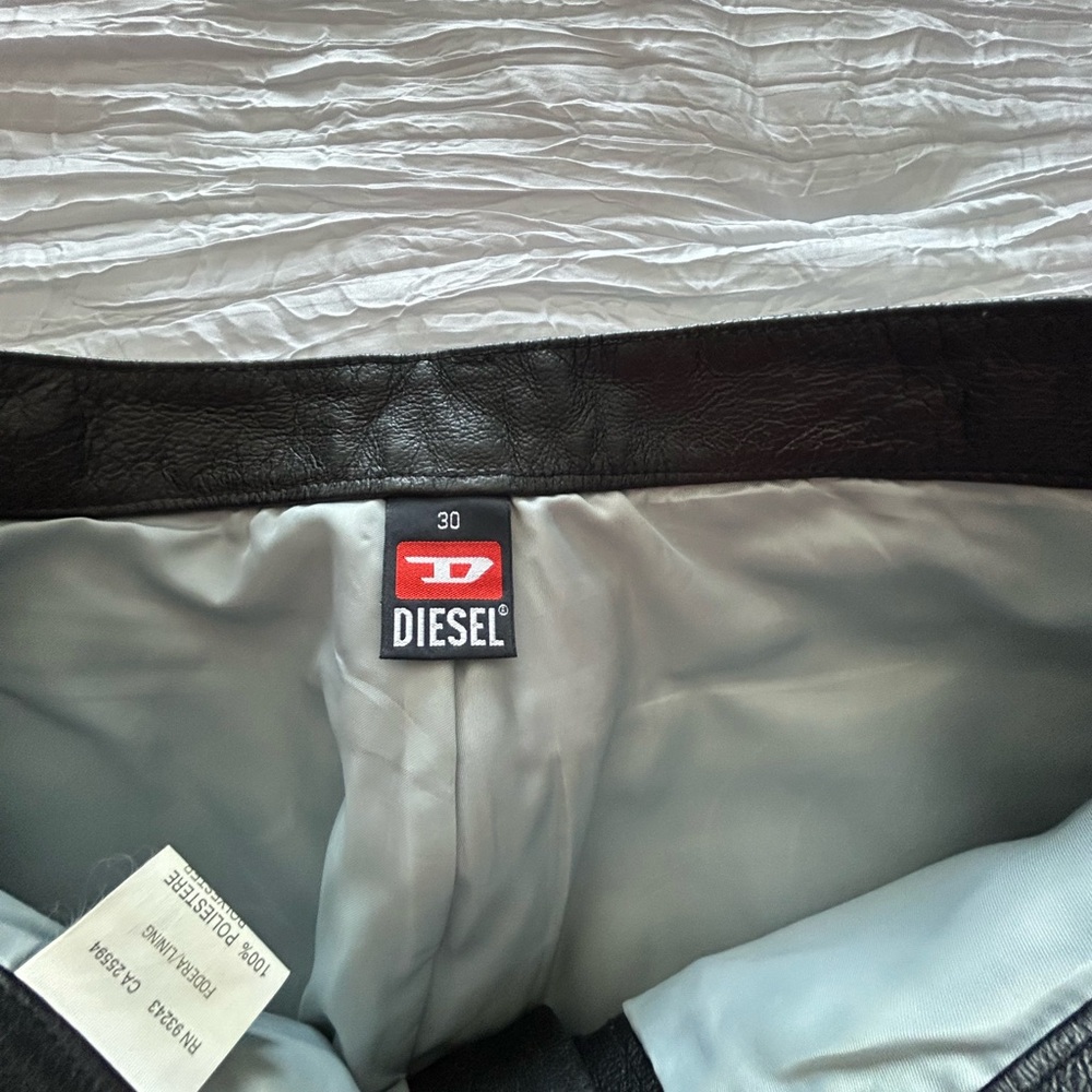 Diesel black leather pants